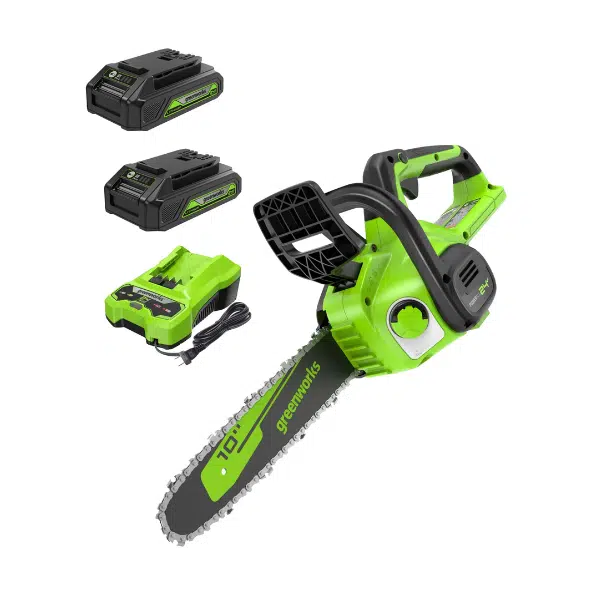 מסור שרשרת 24V+שתי סוללות 2A+מטען מהיר greenworks