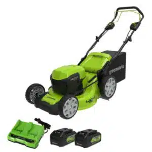 מכסחת נסיעה עצמית גוף פח 46 ס"מ 48V(2X24V) Brushless + 2X4.0Ah + מטען Dual Port(2A)