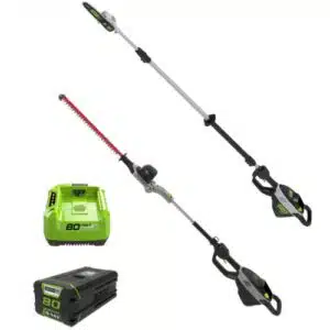 דיל קומבי גובה PRO הכולל מגזמת גובה 80V PRO כולל בורר מהירות + מסור גבהים טלסקופי 80V PRO  + סוללה 4.0Ah ומטען מהיר greenworks